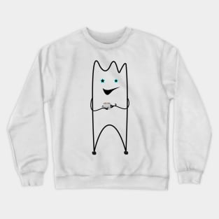 Beautiful flork drinks coffee Crewneck Sweatshirt